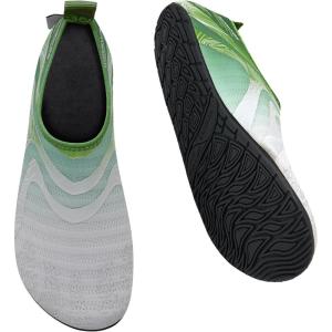 imageWateLves Water Shoes for Womens Mens Barefoot QuickDry Aqua Socks for Beach Swim Surf Yoga Exercise New Translucent Color SolesJygray Green