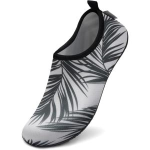 imageWateLves Water Shoes for Womens Mens Barefoot QuickDry Aqua Socks for Beach Swim Surf Yoga Exercise New Translucent Color SolesPalm Leaves