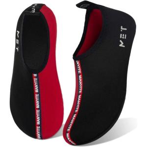 imageWateLves Water Shoes for Womens Mens Barefoot QuickDry Aqua Socks for Beach Swim Surf Yoga Exercise New Translucent Color SolesPjblack Red