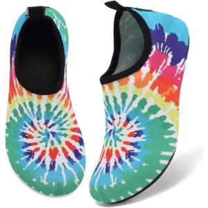 imageWateLves Water Shoes for Womens Mens Barefoot QuickDry Aqua Socks for Beach Swim Surf Yoga Exercise New Translucent Color SolesRainbow Tie Dye