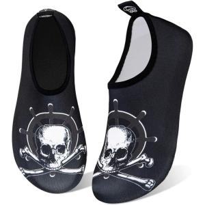 imageWateLves Water Shoes for Womens Mens Barefoot QuickDry Aqua Socks for Beach Swim Surf Yoga Exercise New Translucent Color SolesSkull Black
