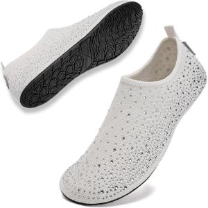 imageWateLves Womens Barefoot Water Shoes Travel House Slippers for Indoor and Outdoor Aqua Socks for Beach Swim Surf Yoga Dancing Camping Must HavesDiamondwhite