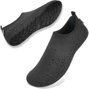 imageWateLves Womens Barefoot Water Shoes Travel House Slippers for Indoor and Outdoor Aqua Socks for Beach Swim Surf Yoga Dancing Camping Must HavesDiamondblack