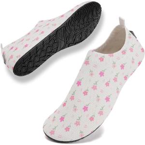 imageWateLves Womens Barefoot Water Shoes Travel House Slippers for Indoor and Outdoor Aqua Socks for Beach Swim Surf Yoga Dancing Camping Must HavesFlowerwhite