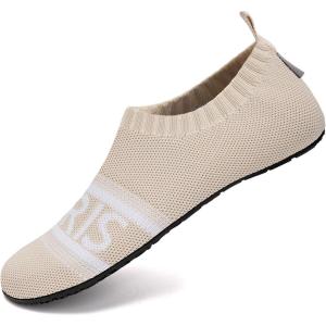 imageWateLves Womens Barefoot Water Shoes Travel House Slippers for Indoor and Outdoor Aqua Socks for Beach Swim Surf Yoga Dancing Camping Must HavesParisbeige