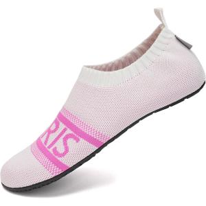 imageWateLves Womens Barefoot Water Shoes Travel House Slippers for Indoor and Outdoor Aqua Socks for Beach Swim Surf Yoga Dancing Camping Must HavesPariswhite