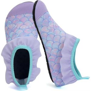 imageWateLves Kids Water Shoes Toddler Girls Boys Barefoot NonSlip Quick Dry Aqua Socks for Beach Swim WalkingRuffleFishscales