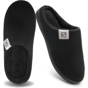 imageMens and Womens Classic Memory Foam Slippers Comfort Plush Lining House Shoes for Indoor ampamp OutdoorBlack