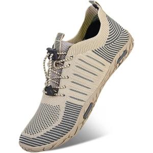 imageWateLves Water Shoes Mens Womens Beach Swim Shoes Barefoot Athletic QuickDry Aqua Socks for Surfing Diving Kayaking Exercise HollowBeige 43
