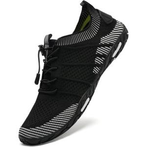 imageWateLves Water Shoes Mens Womens Beach Swim Shoes QuickDry Aqua Socks Pool Shoes for Surf Yoga Water Aerobics ClassicBlack White 44