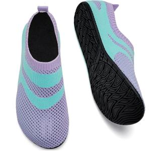 imageWateLves Barefoot Water Shoes for Women Men Travel Slippers Socks House Shoes QuickDry Aqua Socks for Beach Swim Pilates Yoga Dancing Camping Must Haves715Purple Green