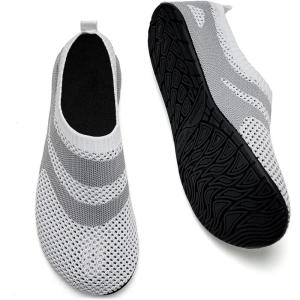 imageWateLves Barefoot Water Shoes for Women Men Travel Slippers Socks House Shoes QuickDry Aqua Socks for Beach Swim Pilates Yoga Dancing Camping Must Haves715White Gray