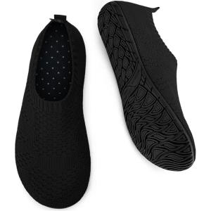 imageWateLves Barefoot Water Shoes for Women Men Travel Slippers Socks House Shoes QuickDry Aqua Socks for Beach Swim Pilates Yoga Dancing Camping Must Haves344Black