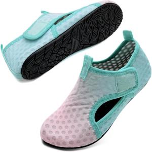 imageWateLves Kids Water Shoes Toddler Barefoot Swim Beach Shoes Girls Boys Breathable Quick Dry Aqua SocksPink Green