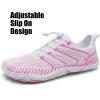 imageWateLves Barefoot Water Shoes Women Men Anti Slip Wide Toe Breathable Walking Shoes Minimalist Zero Drop Sneakers for Beach Travel HikingAwhitePink