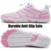imageWateLves Barefoot Water Shoes Women Men Anti Slip Wide Toe Breathable Walking Shoes Minimalist Zero Drop Sneakers for Beach Travel HikingAwhitePink