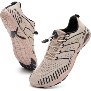 imageWateLves Barefoot Water Shoes Women Men Anti Slip Wide Toe Breathable Walking Shoes Minimalist Zero Drop Sneakers for Beach Travel HikingAbeige