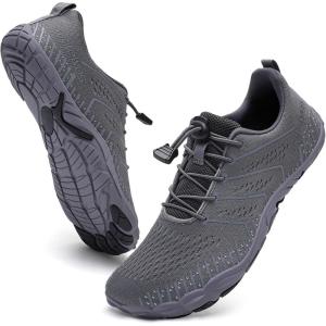imageWateLves Barefoot Water Shoes Women Men Anti Slip Wide Toe Breathable Walking Shoes Minimalist Zero Drop Sneakers for Beach Travel HikingAdark Grey