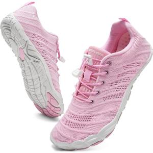 imageWateLves Barefoot Water Shoes Women Men Anti Slip Wide Toe Breathable Walking Shoes Minimalist Zero Drop Sneakers for Beach Travel HikingBpink