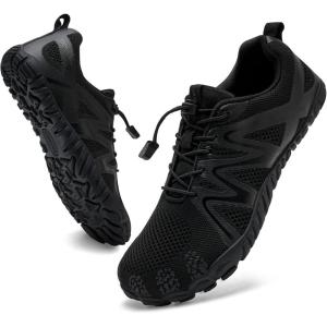 imageWateLves Barefoot Water Shoes Women Men Breathable Wide Width Toe Box Beach Walking Shoes Comfortable Slip On Minimalist Sneakers for Travel HikingAblack
