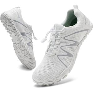 imageWateLves Barefoot Water Shoes Women Men Breathable Wide Width Toe Box Beach Walking Shoes Comfortable Slip On Minimalist Sneakers for Travel HikingAwhite