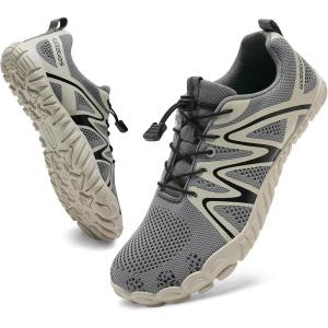 imageWateLves Barefoot Water Shoes Women Men Breathable Wide Width Toe Box Beach Walking Shoes Comfortable Slip On Minimalist Sneakers for Travel HikingAwhiteGrey