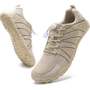 imageWateLves Barefoot Water Shoes Women Men Breathable Wide Width Toe Box Beach Walking Shoes Comfortable Slip On Minimalist Sneakers for Travel HikingBbeige
