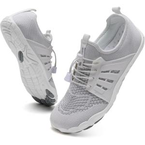 imageWateLves Barefoot Water Shoes for Women Men Quick Dry Aqua Swim Shoes for Outdoor Fishing Beach Pool Boat Surfing WalkingAll White
