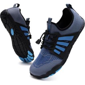 imageWateLves Barefoot Water Shoes for Women Men Quick Dry Aqua Swim Shoes for Outdoor Fishing Beach Pool Boat Surfing WalkingGrayBlue