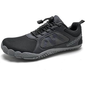 imageWateLves Barefoot Water Shoes for Women Men Wide Toe QuickDry Lightweight Mesh Breathable Aqua Shoes with Drainage Holes for Beach Swim Yoga Exercise Surf Pool BoatDark Gray