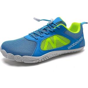 imageWateLves Barefoot Water Shoes for Women Men Wide Toe QuickDry Lightweight Mesh Breathable Aqua Shoes with Drainage Holes for Beach Swim Yoga Exercise Surf Pool BoatBlueGreen