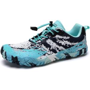 imageWateLves Barefoot Water Shoes for Women Men Wide Toe QuickDry Lightweight Mesh Breathable Aqua Shoes with Drainage Holes for Beach Swim Yoga Exercise Surf Pool BoatGreenWhite