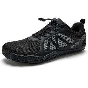 imageWateLves Barefoot Water Shoes for Women Men Wide Toe QuickDry Lightweight Mesh Breathable Aqua Shoes with Drainage Holes for Beach Swim Yoga Exercise Surf Pool BoatBlack