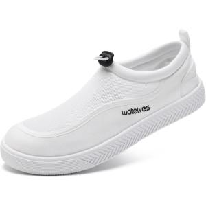 imageWateLves Water Shoes for Men and Women  QuickDry MultiPurpose Casual Water Sneakers SlipOn with Drainage Holes  Lightweight NonSlip Aqua Shoes for Outdoor Water SportsMeshWhite