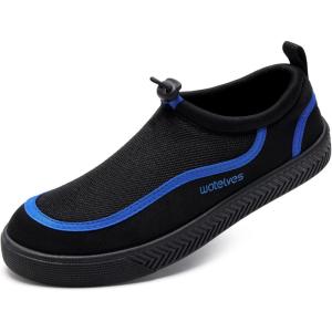 imageWateLves Water Shoes for Men and Women  QuickDry MultiPurpose Casual Water Sneakers SlipOn with Drainage Holes  Lightweight NonSlip Aqua Shoes for Outdoor Water SportsBlackBlue