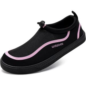 imageWateLves Water Shoes for Men and Women  QuickDry MultiPurpose Casual Water Sneakers SlipOn with Drainage Holes  Lightweight NonSlip Aqua Shoes for Outdoor Water SportsBlackPink