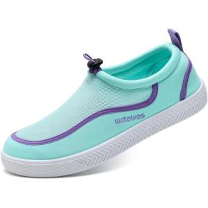 imageWateLves Water Shoes for Men and Women  QuickDry MultiPurpose Casual Water Sneakers SlipOn with Drainage Holes  Lightweight NonSlip Aqua Shoes for Outdoor Water SportsGreenPurple