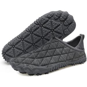 imageWateLves Barefoot Water Shoes Women Men Breathable Wide Toe Slip On Beach Walking Shoes Comfortable Travel Minimalist Zero Drop SneakersDark Grey