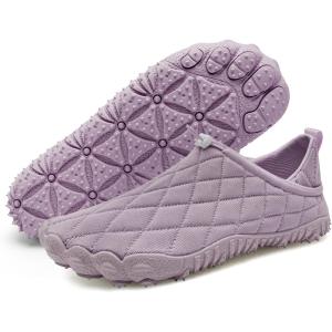 imageWateLves Barefoot Water Shoes Women Men Breathable Wide Toe Slip On Beach Walking Shoes Comfortable Travel Minimalist Zero Drop SneakersLight Purple