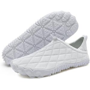 imageWateLves Barefoot Water Shoes Women Men Breathable Wide Toe Slip On Beach Walking Shoes Comfortable Travel Minimalist Zero Drop SneakersWhite