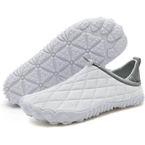 imageWateLves Barefoot Water Shoes Women Men Breathable Wide Toe Slip On Beach Walking Shoes Comfortable Travel Minimalist Zero Drop SneakersWhiteGrey