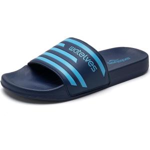 imageWateLves Girls ampamp Boys Slide Sandals Kids Summer Slippers Slip On for Outdoor Beach Pool Shower Little KidBig KidBlueStripe