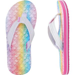 imageWateLves Kids Flip Flops Boys Girls Sandals Youth Big Kid Summer Slip on Thong Slide Sandals for Beach Pool Shower LittleBig KidRainbow Fish Scales