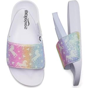 imageWateLves Toddler Boys Girls Slides Sandals for Swim Beach Kids Water Shoes Casual Summer SlippersGlitterUnicorn