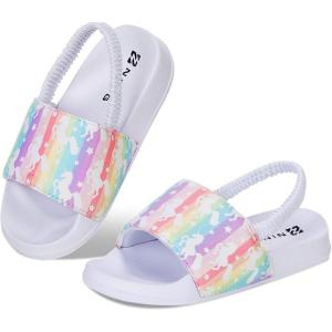 imageWateLves Toddler Boys Girls Slides Sandals for Swim Beach Kids Water Shoes Casual Summer SlippersUnicornRainbow
