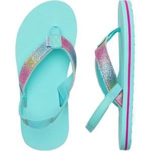imageWateLves Girls ampamp Boys Kids Flip Flop summer Slide Sandals Slip on Suitable for Bath Shower Beach pool Little KidBig KidGlitter Green