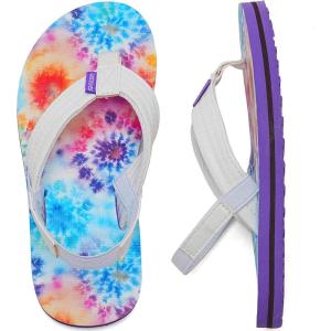 imageWateLves Girls ampamp Boys Kids Flip Flop summer Slide Sandals Slip on Suitable for Bath Shower Beach pool Little KidBig KidTie Dye