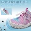 imageWateLves ToddlerLittleBigKid Water Shoes Wide Barefoot Aqua Athletic Sneakers Girls Boys Hiking Beach Swim Fast Dry Shoes Builtin Heel GripsFishscale Pink Purple