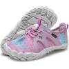imageWateLves ToddlerLittleBigKid Water Shoes Wide Barefoot Aqua Athletic Sneakers Girls Boys Hiking Beach Swim Fast Dry Shoes Builtin Heel GripsFishscale Pink Purple