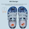 imageWateLves Wide Toddler Water Shoes Kids Barefoot Beach Swim Aqua Shoes Boys Girls Breathable Mesh Walking Hook and Loop SneakersBlue Shark